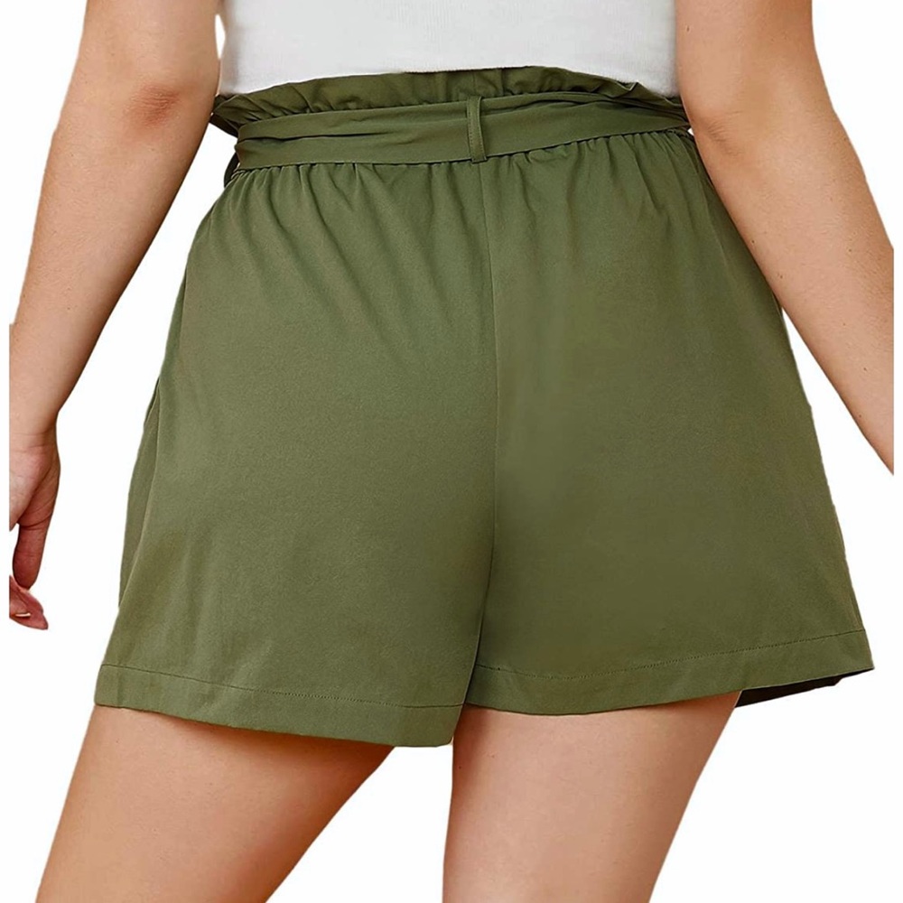 Olive Paperbag Shorts W/Side Pockets And Tie Sz 1X - Picture 4 of 9